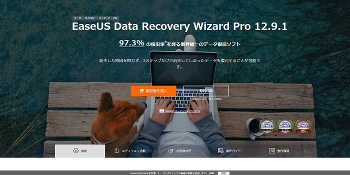 「EaseUS Data Recovery Wizard」のサイト