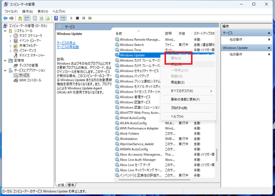 2つのサービスを「開始」する